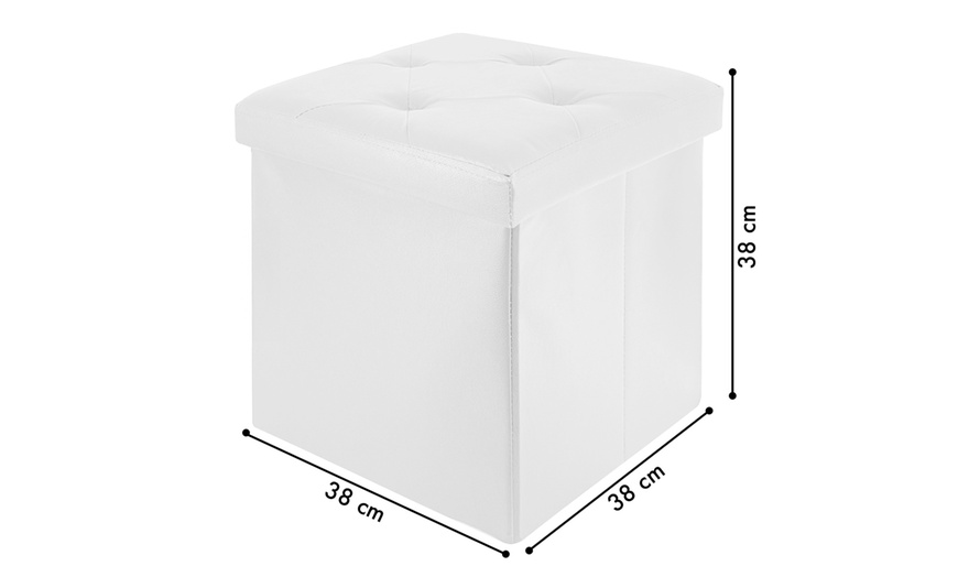 Image 6: Pouf carré en simili cuir avec espace de rangement