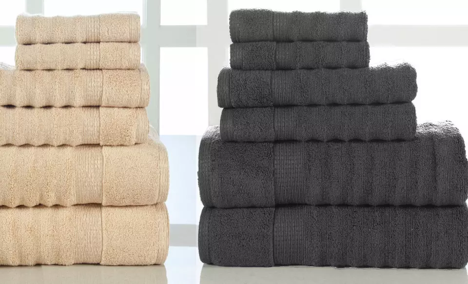 Elegance Spa 100% Egyptian Cotton Zero-Twist Ribbed Towel Set (6pc.) - Primary Image