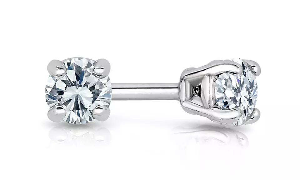 1/5 CTTW Round Diamond Studs in Sterling Silver - Second Medium