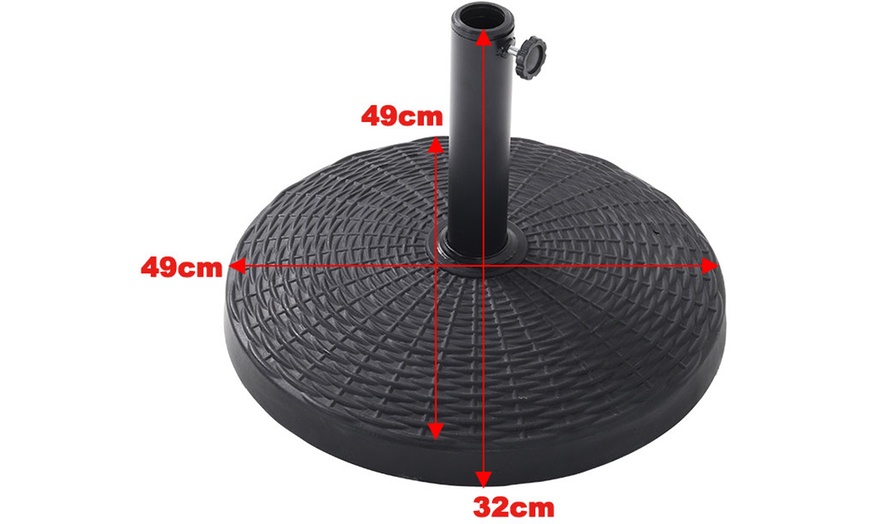 Image 27: Large 3m Black Rotating Outdoor Parasol with Multiple Base Styles