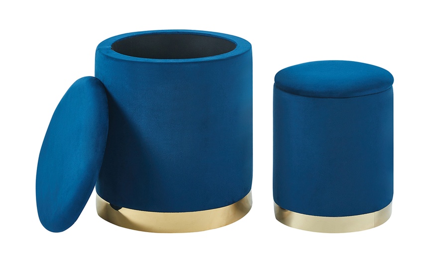 Image 6: Coppia di pouf contenitori in velluto