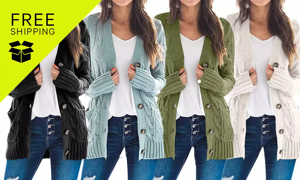 Women's Knitted Loose Cardigan Sweater; Colour Options Available