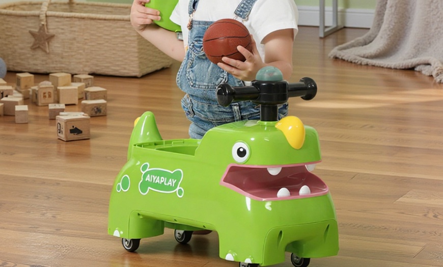 Image 8: AIYAPLAY Kids Ride On Car, Dinosaur Shape Toddler Walker