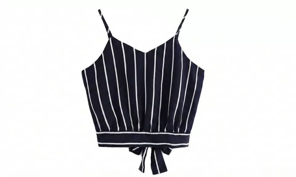 Women’s Back Tie V-Neck Cami Top in Floral or Stripe Designs