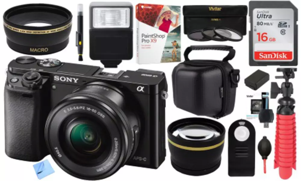 Sony a6000 24.3MP 1080p Digital Camera Bundles with 16–50mm Power Zoom Lens and Accessory Kit - Primary Image