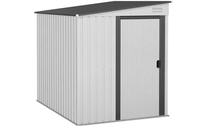 Image 7: Outsunny 7 x 5ft Galvanised Metal Garden Shed with Foundation