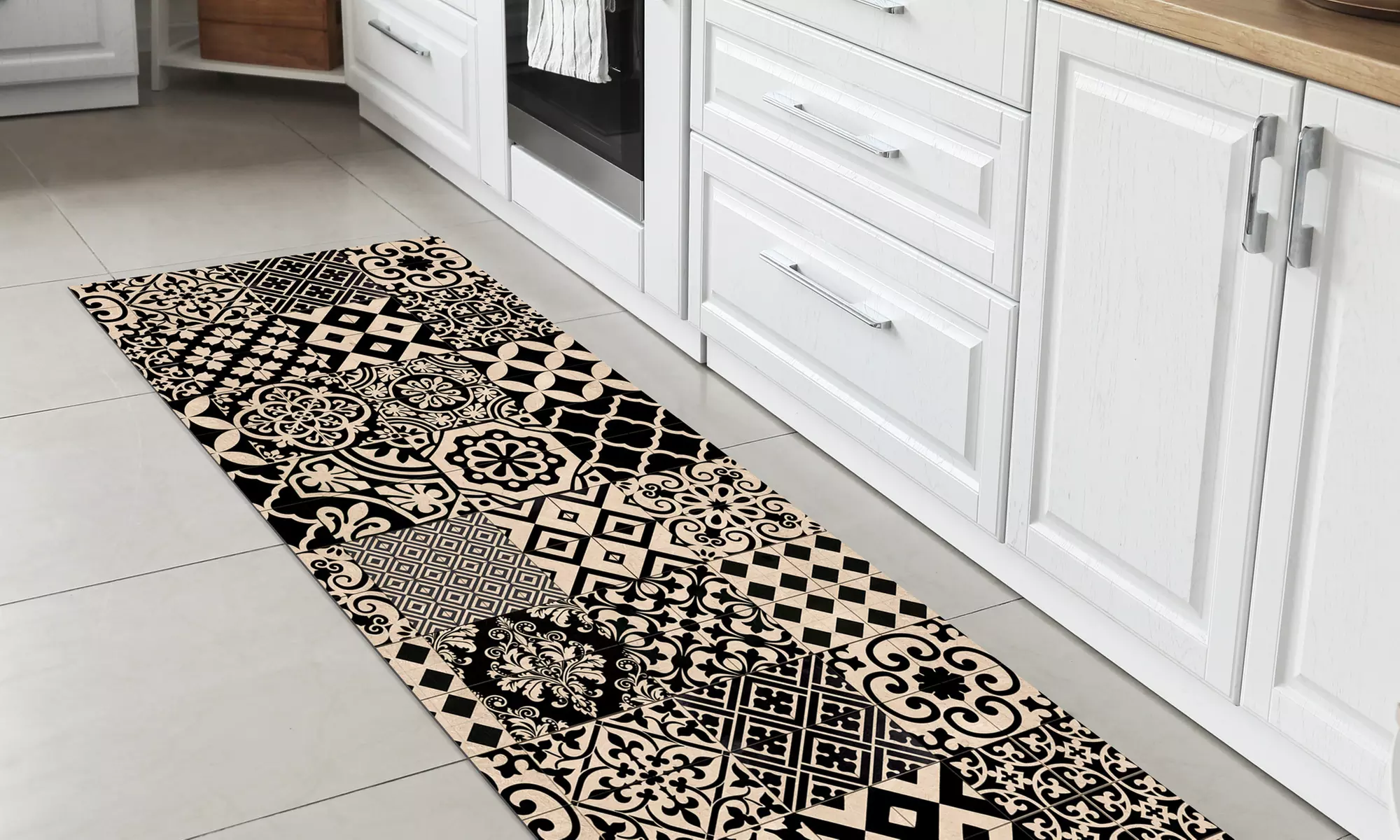 Non-Slip Kitchen Runner Rug with Digital Print
