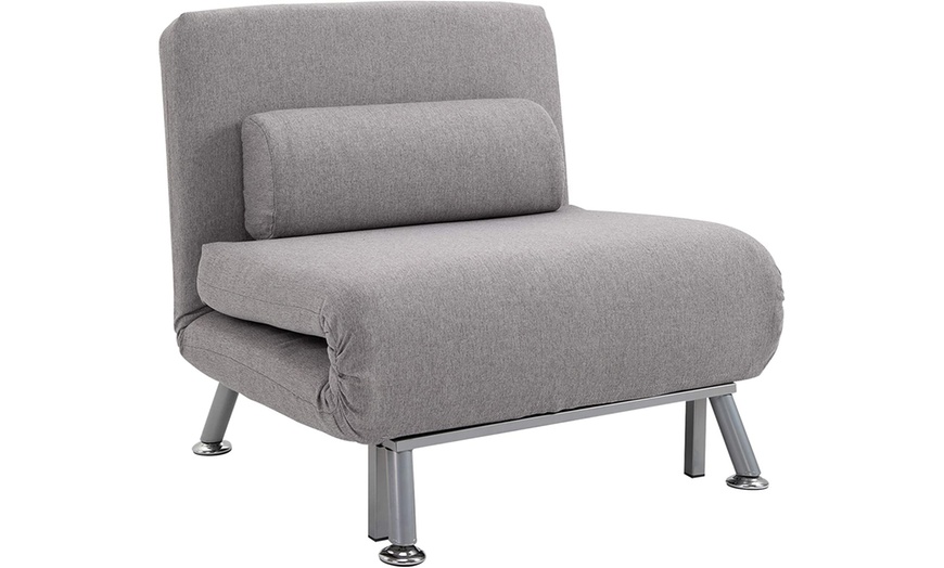 Image 11: HomCom Convertible Single Sleeper Chair Sofa Bed