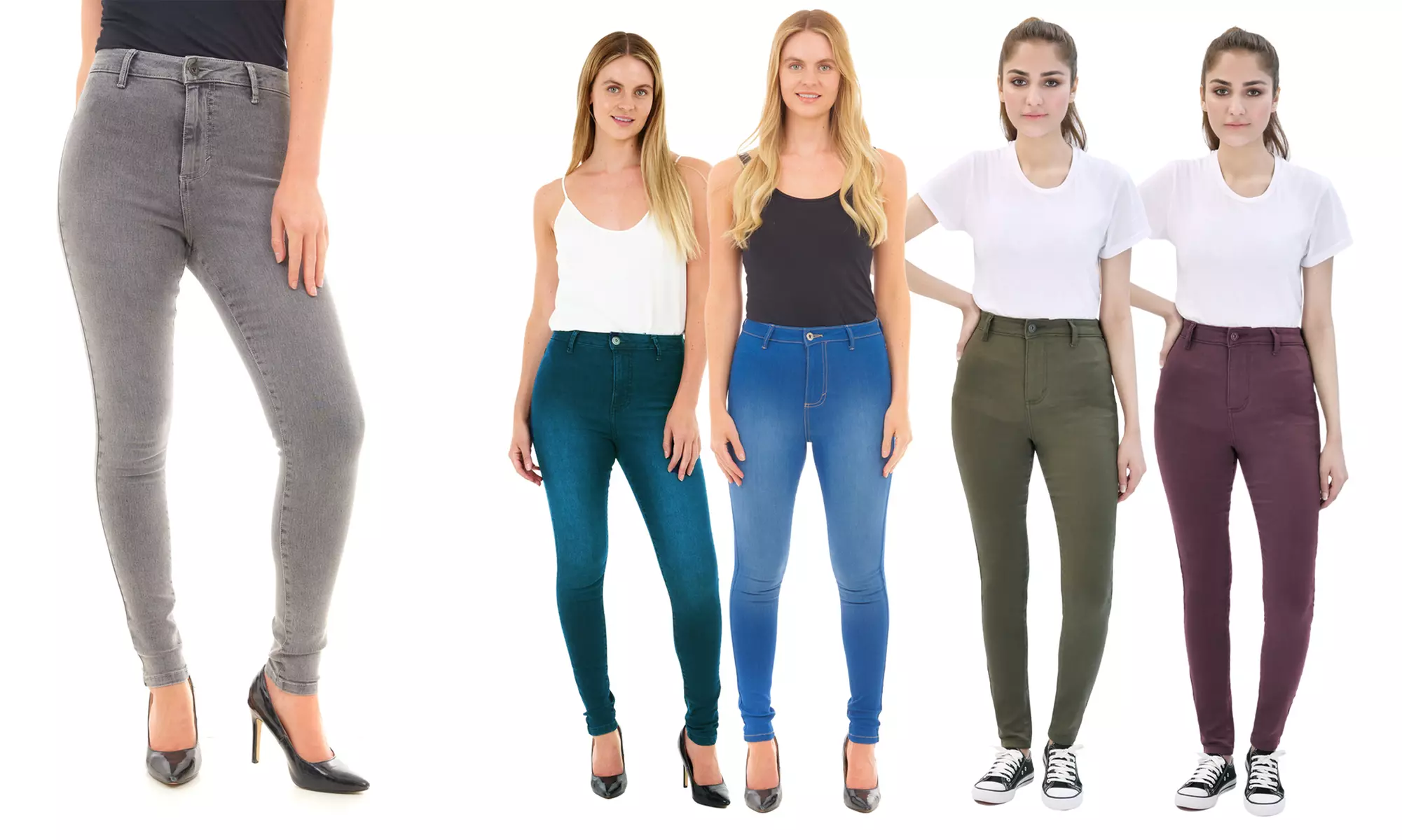 High-Waisted Skinny Fit Denim Jeans