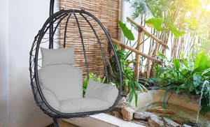 Swinging Rattan-Effect Egg Chair