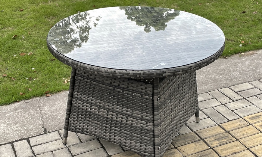 Image 4: Outdoor Rattan Garden Furniture Dining Set Table And Chair 