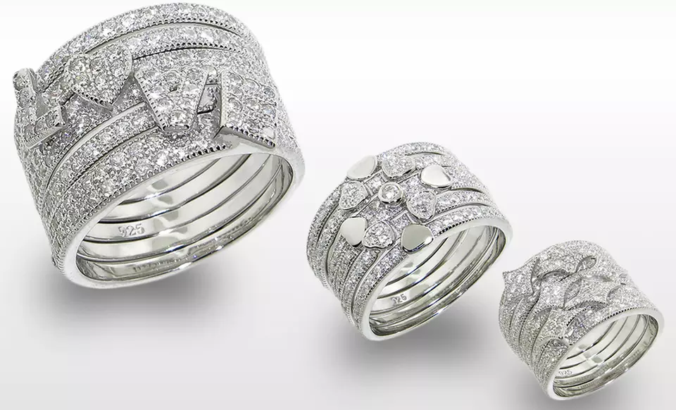 Cubic Zirconia Stackable Rings. Multiple Styles Available. - Primary Image