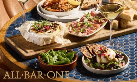 8 Tapas and 4 Cocktails or 2 Bottles of Wine for 4 People  - All Bar One