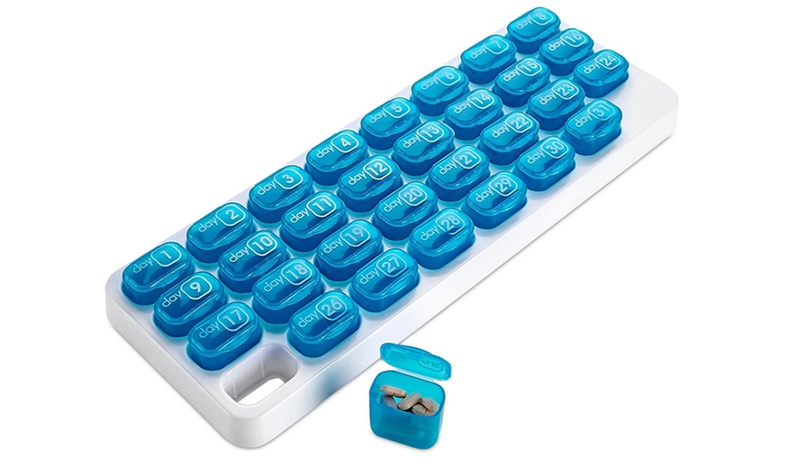 Image 1: 31-Day Pill Dispenser Storage Case