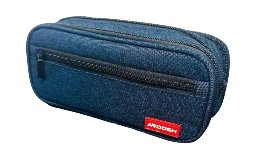 Image 7: Aroosh Triple Pocket Zipped Pencil Case