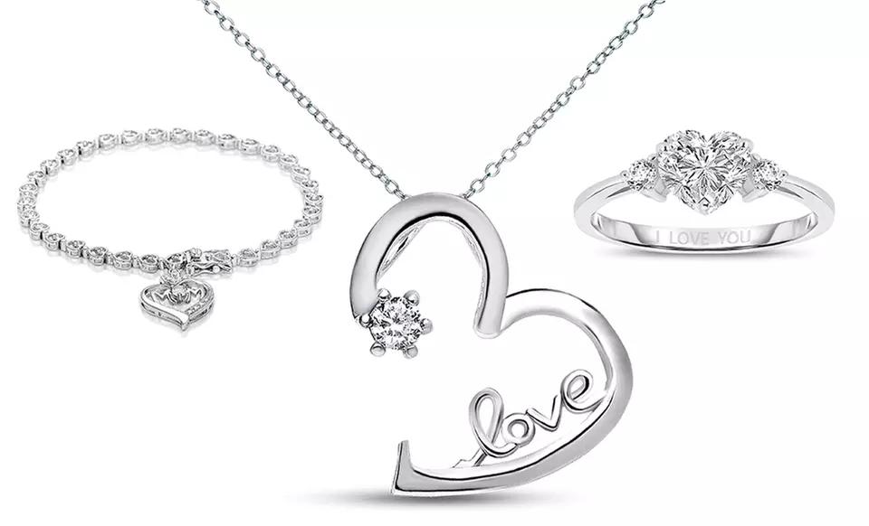 Genevive Love Collection Sterling Silver Jewelry. Multiple Options Available. - Primary Image