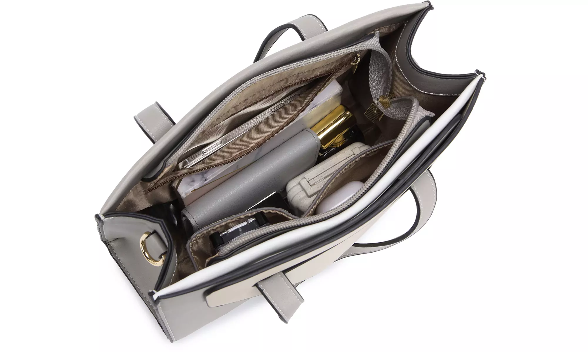 Women PU Leather Classy Contrast Panel Shoulder Bag