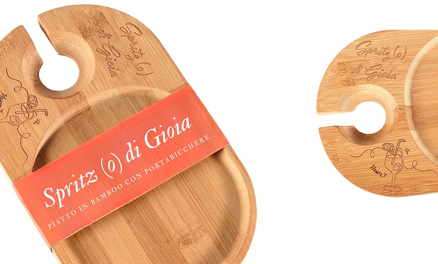 Image 5: Set di 2 taglieri in bambù con portabicchiere