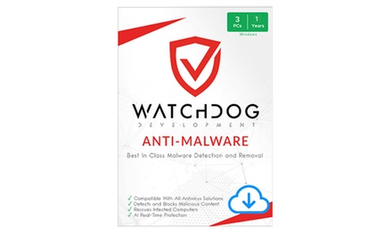 Watchdog Anti-Malware Software - 3 Devices for 1 Year - Watchdog Anti-Malware Software 