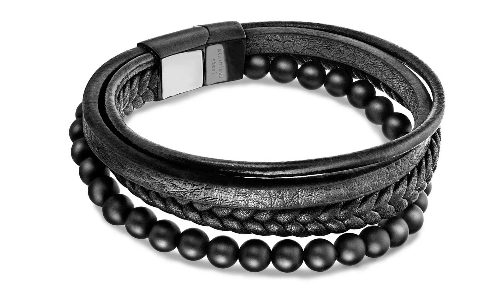Men's Leather Bracelet with Magnetic Clasp