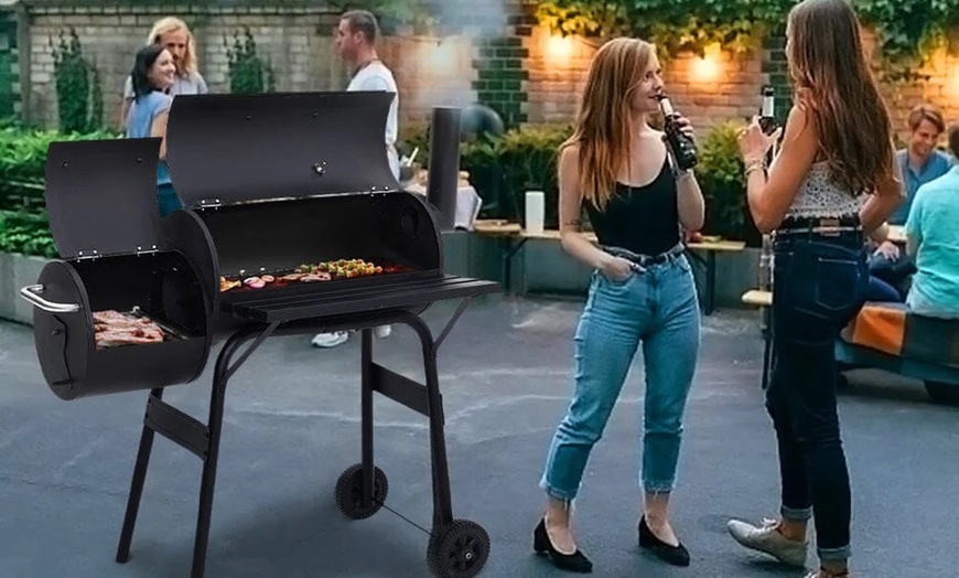 Image 1: Charcoal Smoker and Grill Barbeque 