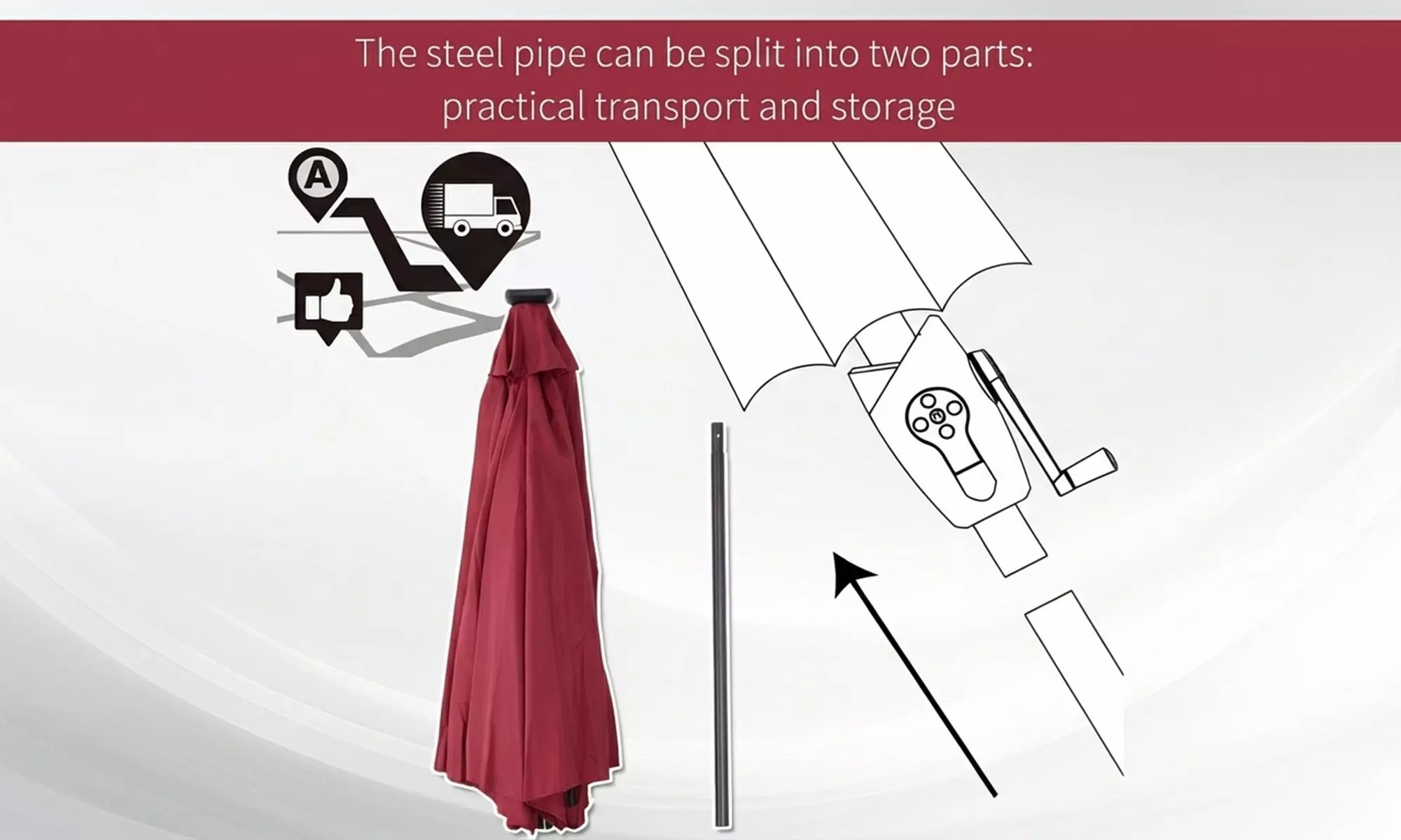 Outsunny Solar LED Tilt Parasol Umbrella