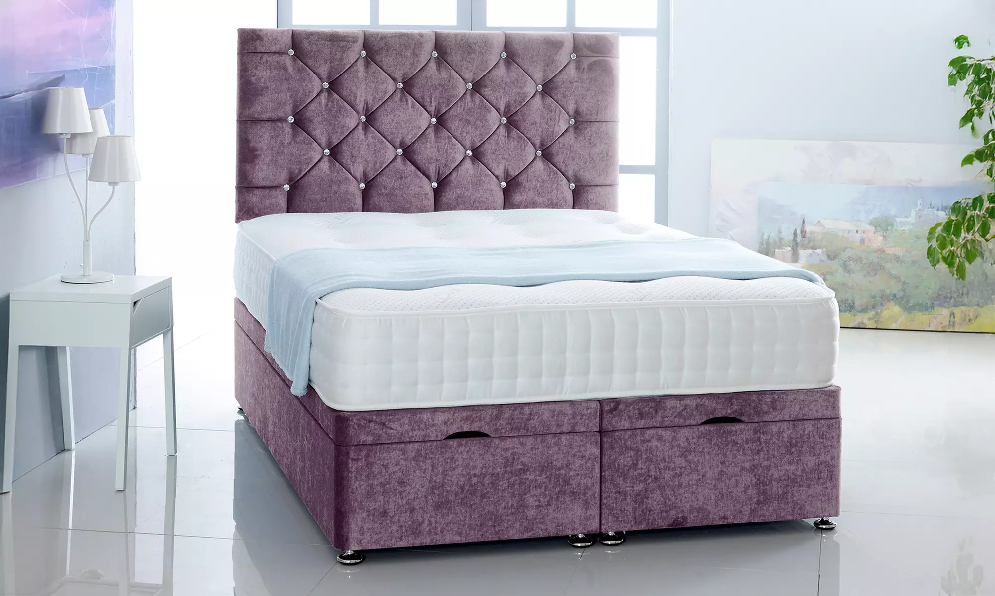 Naples Velvet Ottoman Divan Bed