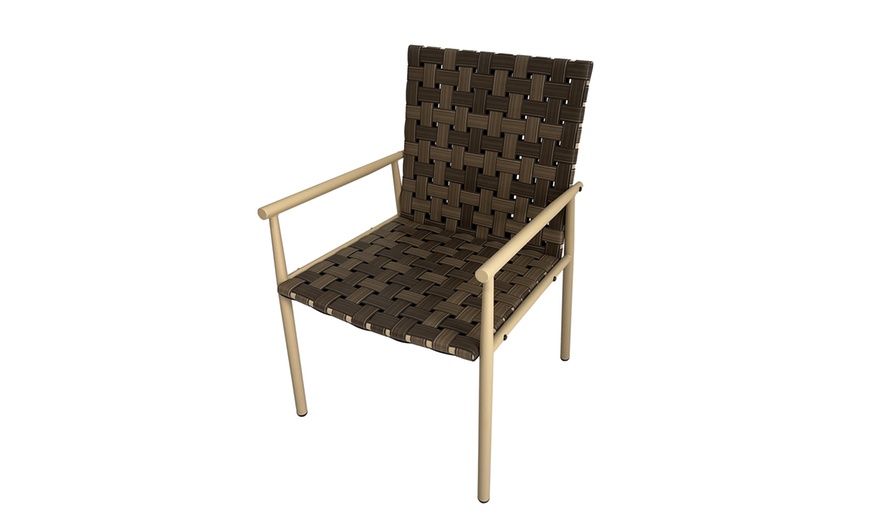 Image 4: 3-Piece Patio Rattan Effect Wicker Bistro Set with Table 