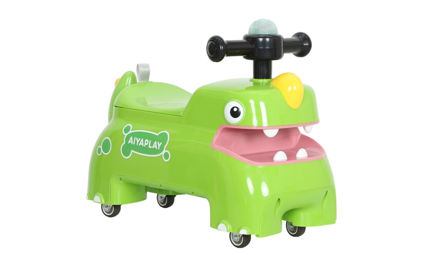 Image 3: AIYAPLAY Kids Ride On Car, Dinosaur Shape Toddler Walker