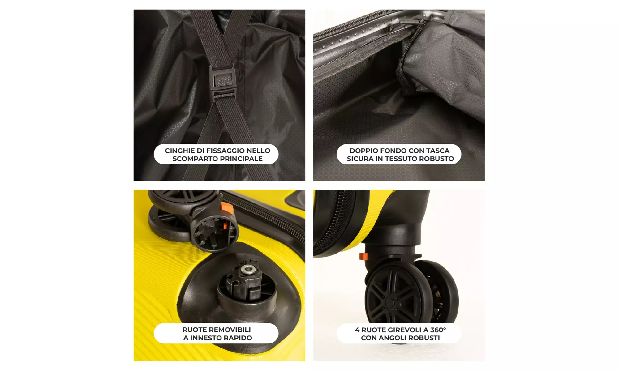 Maleta de cabina de ABS con ruedas desmontables