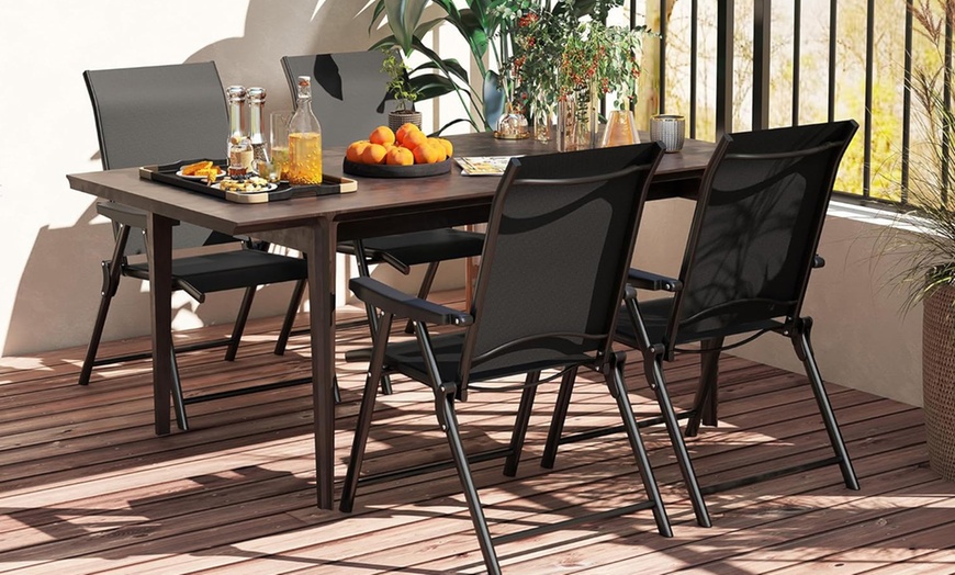 Image 3: Outsunny Set of 4 Folding Garden Chairs