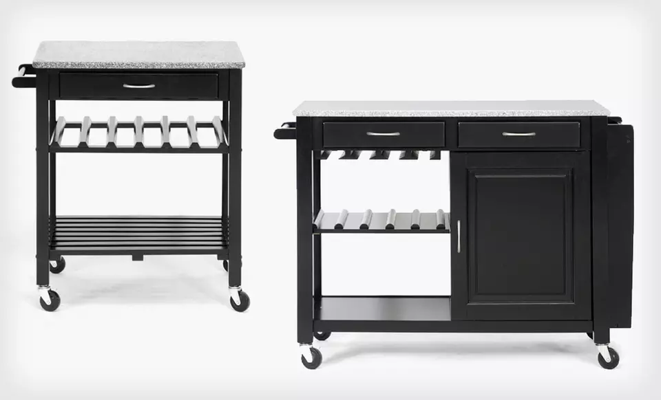 Baxton Studio Granite-Top Wheeled Kitchen Cart or Island (Up to Half Off) - Primary Image