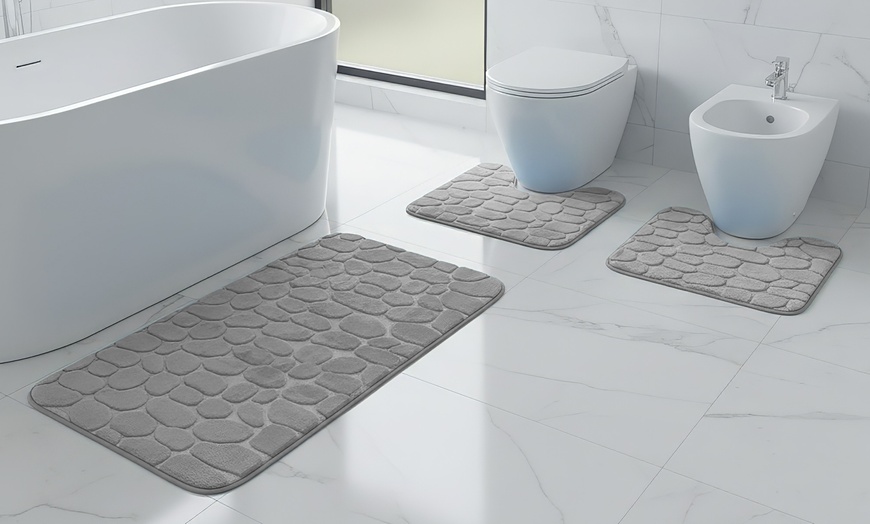 Image 5: 3er-Set Memory-Schaum-Badematten