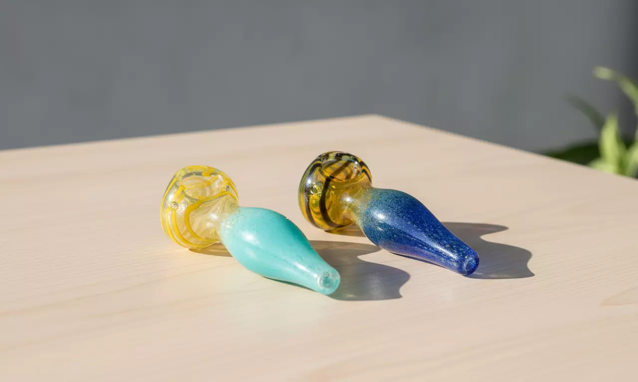 Individual Tear Drop Swirled Hand Blown Glass Hand Pipe