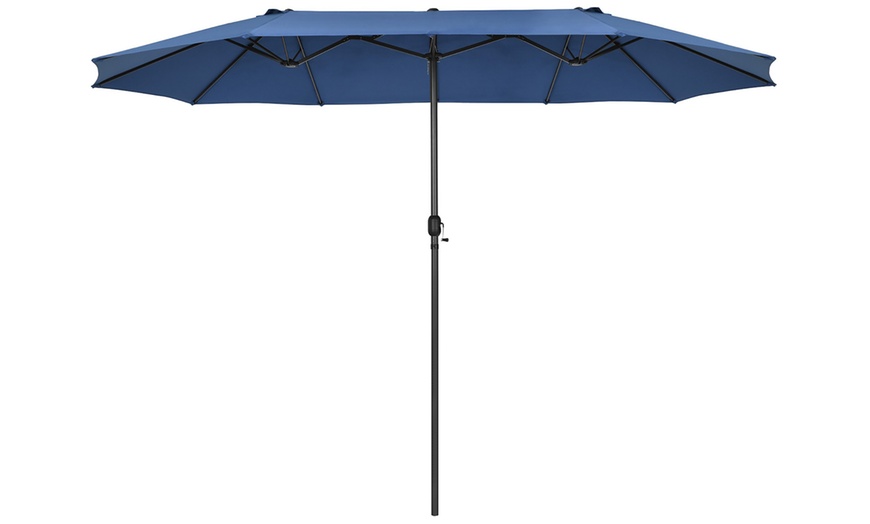 Image 10: Costway 15FT Patio Double-Sided Umbrella Crank Outdoor Garden Market Sun Shade