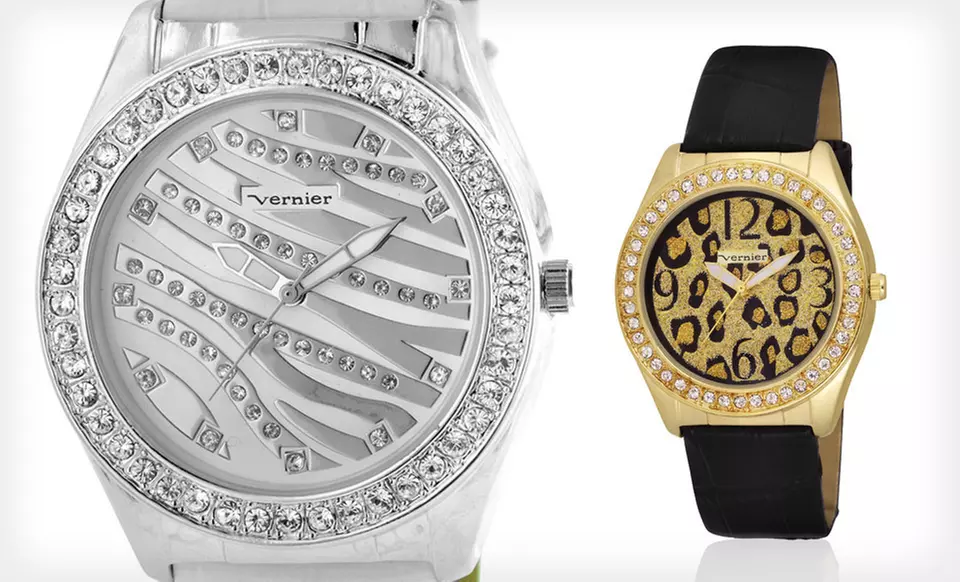 $20 for a Vernier Women’s Crystal-Bezel Watch ($85 List Price). Two Styles Available. Free Shipping and Free Returns. - Primary Image