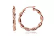 Rose Gold Flash Sterling Silver 3mm Twist  Polished Hoop Earrings, 20mm - Second Medium