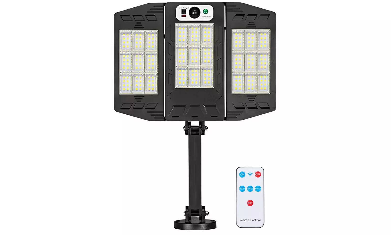 2 ou 4 minilampadaires solaires avec 3 panneaux intégrés 216 LEDs