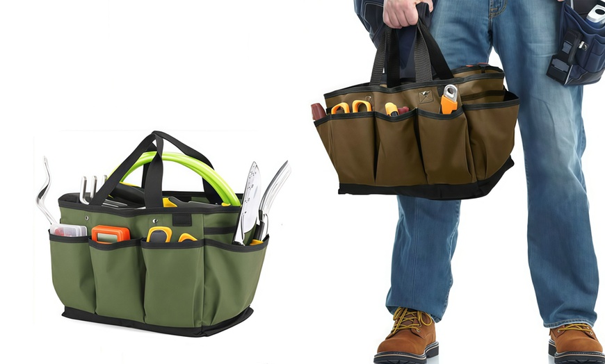 Image 2: 14 Inch Garden Tool Storage Bag and Home Organizer with Pockets