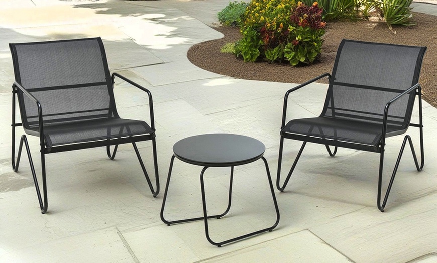 Image 1: Three-Piece Outdoor Bistro Garden Furniture Set