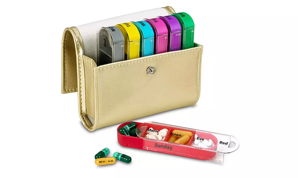 Prescription and Medication Wallet Pill Box Reminder - Primary Image