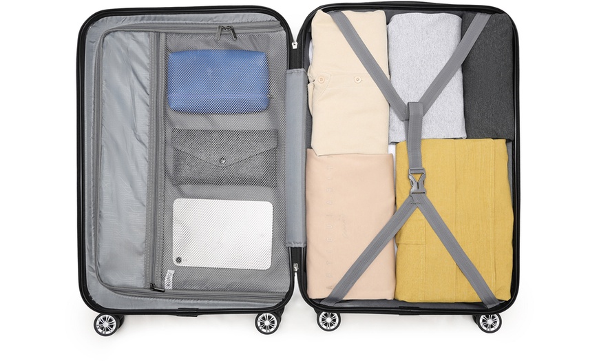 Image 15: KONO 1 to 3-Piece ABS Hard Shell Suitcase and Duffel Bag Set Grey