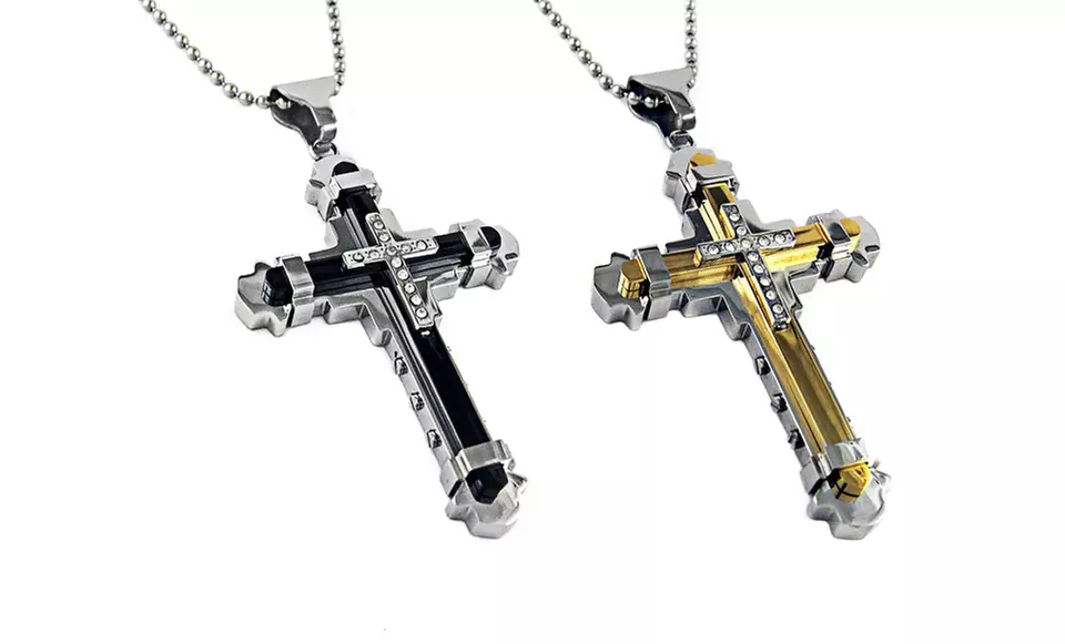 Men's Layered Stainless Steel Cross Pendants - Primary Image
