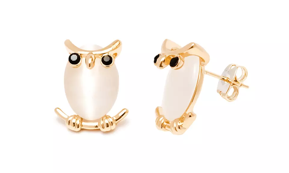 Crystal Owl Stud Earrings with Swarovski Elements - Second Medium