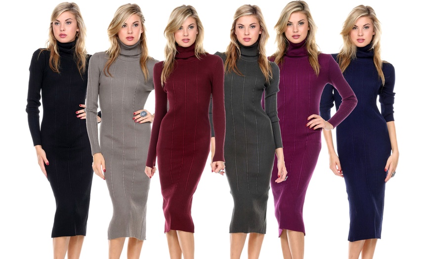 Women's Turtleneck Midi Dress 