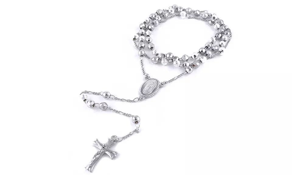 Diamond Cut Rosary Necklace in Sterling Silver - Primary Image