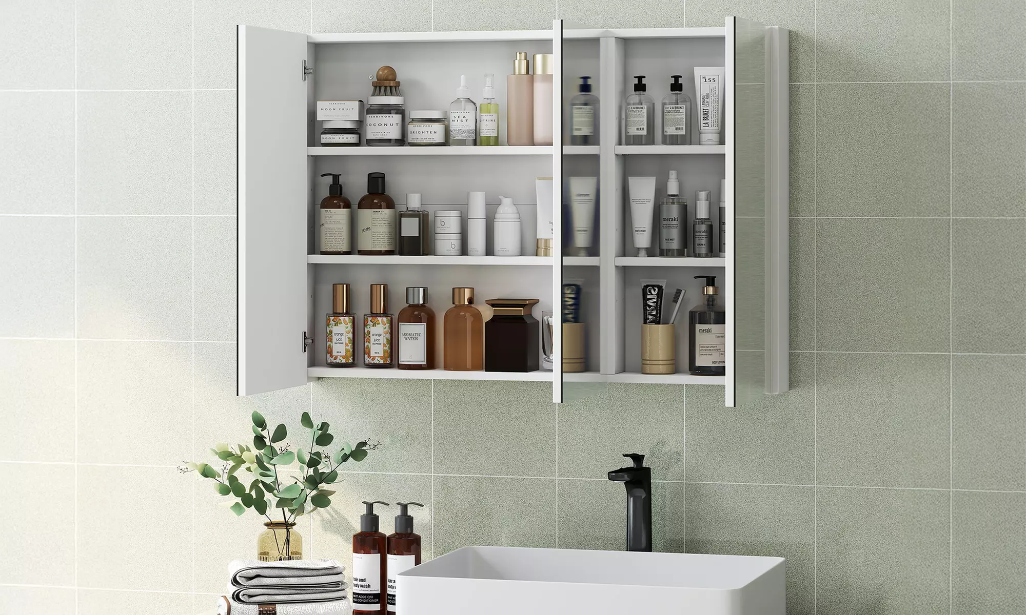 HomCom Arched Bathroom Mirror Cabinet in Two Styles