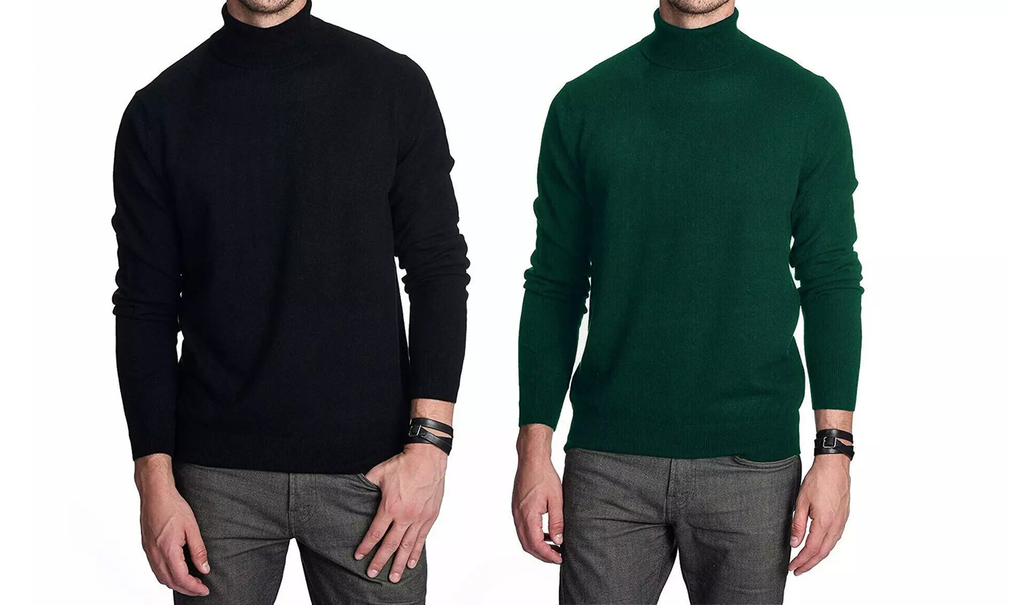 2 maglie dolcevita in cashmere e lana da uomo