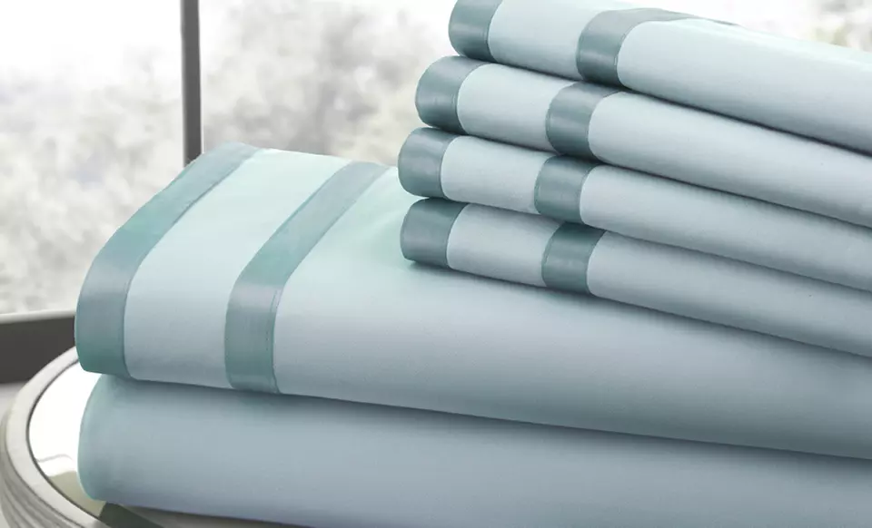 Italian Hotel Collection 1,000TC 6-Piece Sheet Set with Double Satin Band. Multiple Colors Available. Free Returns.  - Second Medium