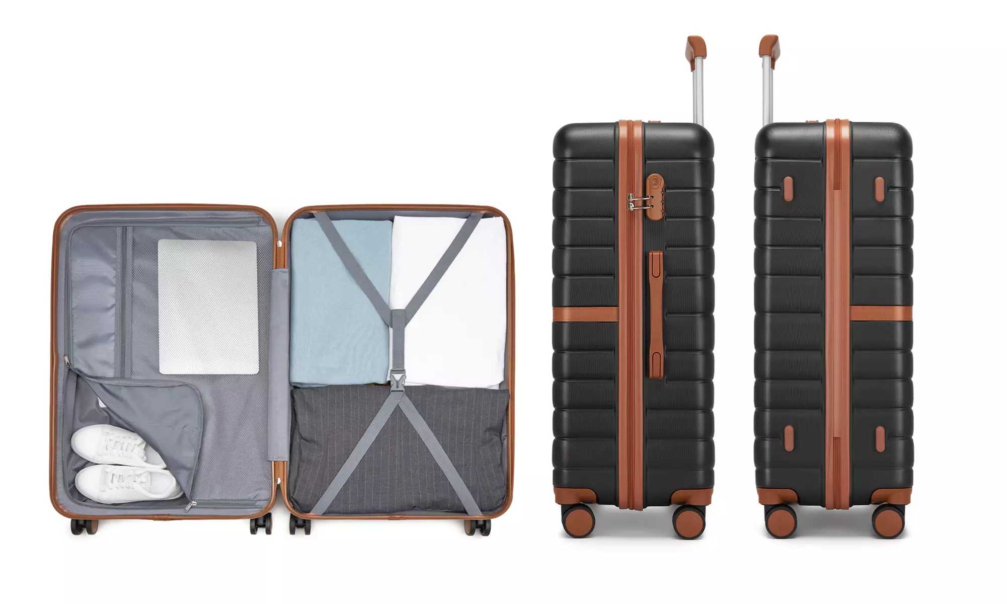 Valise ou set 3 valises en ABS et PC avec design rayé Kono